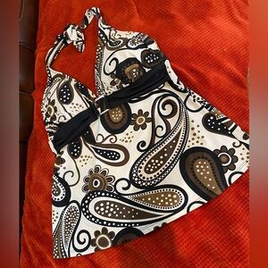 2Bamboo Paisley-patterned Halter Tankini Swim
Bathing Suit Top-Size Large 36B/C